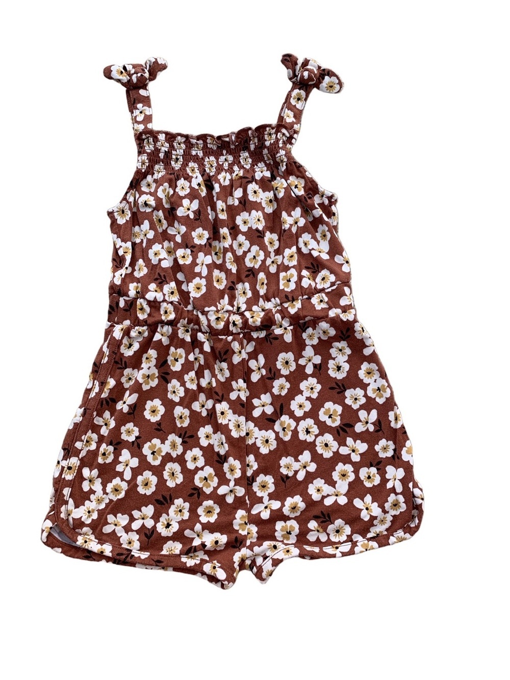 Little Sleepies Size 4T Mocha Blossoms Brown Floral Bamboo Tank Shorts Romper